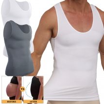 Herren abnehmen Kompression shemd ärmellose Shape wear Rundhals ausschnitt nahtlose Taille Trainer Tank Top Bauch Kontrolle Fitness Unterhemd
