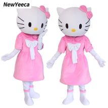 Costume mascotte Hello Kitty di alta qualità Costume cosplay gatto rosa Costume operato da Halloween Festa di compleanno Regalo di carnevale animale carino