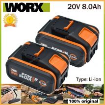 Batteria di ricambio aste au lithium-ion originale Worx WA3551, WA3553 WX176 WX550 WX386 WXino 3 WXgain, WX800,WU268 20V, 8.0 Ah
