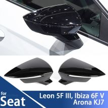 Gloss Black Mirror Cap for Seat Leon Lion 5F III Ibiza 6F V KJ1 Arona KJ7 Carbon LookCar Side Rearview Mirror Cover Accessories