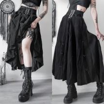 Großhandel Neue Amerikanische Retro Unregelmäßigen Rock Hot Girl Sexy Punk Schwarz Kleidung Dunklen Stil Frauen Sommer Herbst Mode Streetwear