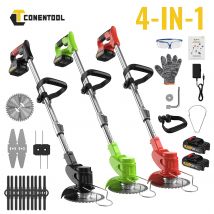 Tagliaerba telescopico leggero a batteria da 21 V 650 W con 2 batterie da 2000 mAh, 4 tipi di lama, tagliaerba da giardino