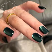 30 Pcs Fake Nails for Girls Green Cat Eye False Nails with Glue Short Cheap Acrylic Nails Press on For Gluing Fashion Nail Art
