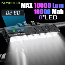 NEWBOLER lampka rowerowa przednia 10000 lumenów lampka rowerowa 10000 mAh wodoodporna latarka USB ładowanie MTB Road lampa rowerowa akcesoria