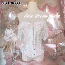 Mädchen Träger Bogen Spitze One Off Schulter Rohr Top Taille Fishbone Bh Mode frauen Dessous Süße Nette Elegante Sexy Korsett