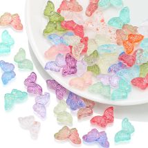 50 Stück Farbverlauf Kristall Schmetterling Anhänger 8x15mm DIY Glasperlen Flügelform für Schmuckherstellung Ohrringe Halskette Zubehör