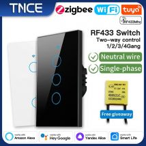 TNCE Tuya US Switch wifi zigbee, 1/2/3/4 gang, pulsante a parete con controllo della luce LED senza neutro/filo, voce intelligente con Alexa Google Home