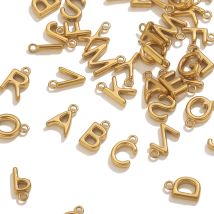 10 Uds. De dijes de letras de A-Z de acero inoxidable para collar, pulsera, alfabeto inglés, colgantes con letras iniciales, piezas de joyería al por mayor