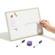 Jielisi Vielseitiges magnetisches Desktop-Whiteboard mit Stand-up-Schreibtafel, inklusive 3 schwarzen Marker und 1 Radiergummi, leicht zu schreiben