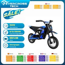 EVERCROSS TECH Kinder-Elektromotorrad EV12M-Motor 300W, Höchstgeschwindigkeit 25 km/h, Reichweite 15 km, 12-Zoll-Reifen