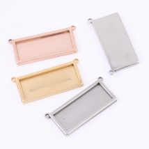 5 pezzi in acciaio inossidabile Fit 10x25mm rettangolo Cabochon impostazioni di Base fai da te lunetta ciondolo vassoi per collana creazione di gioielli