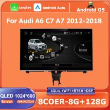 Android 16 dla Audi A6 C7 A7 2012-2018 Ekran Dotykowy Carplay Odtwarzacz Multimedialny Samochodowy WIFI Muzyka Stereo GPS Nawigacja Radio Samochodowe DSP