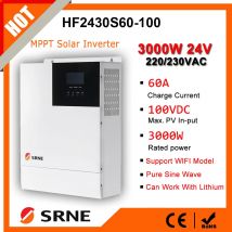 SRNE 3KW 24V 220V/240VAC All-In-One reiner Sinuswellen-Off-Grid-Hybrid-Wechselrichter MPPT 60A Solarladegerät Max. PV-Eingangsspannung 100VDC