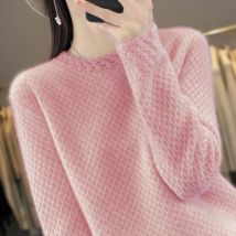Frauen 100% Merino Wolle Mode 3D Kragen Blume Lange Ärmel Pullover Einfarbig Pullover Kaschmir Sanfte Warme Weiche Kleidung Top