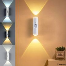 Luce notturna a LED a doppia testa con sensore di movimento Lampada da parete magnetica ricaricabile RGB Luce ambientale per scale del corridoio dell'armadio