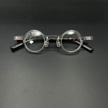 Vintage 35 mm runder Acetatfaser-Brillengestell, hochwertige transparente Retro-Farbe, Brillengestell in Schildpattfarbe