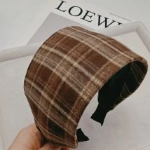 7,5 Breitkrempiges kariertes Stirnband Winter Kurzes Plüsch-Haarband Make-up-bedeckendes weißes Haar-Stirnbänder für Frauen Diadema Mujer