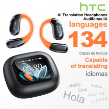 HTC NE27 Cuffie wireless Auricolari traduttore AI OWS Sport Auricolari Bluetooth Gancio per l'orecchio luminoso Schermo carta da parati personalizzabile