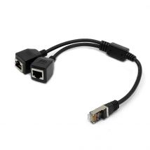 IPTV Broadband PC RJ45 Network Cable Splitter Adapter One in Two Spare Internet Router Cable for Network Communication