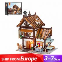 Illuminazione del negozio di sarto Blocchi di costruzione del castello medievale, ​ 5 figure City House Modello Edifici modulari Blocchi Regalo Adulti 1523 PZ