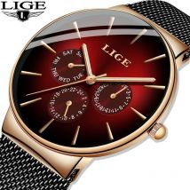 New LIGE Fashion Mens orologi Top Brand Luxury Quartz Watch Men Mesh Steel impermeabile orologio da