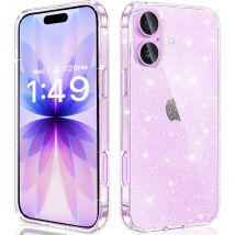 Przezroczyste etui z brokatem na iPhone Air 17 Pro Max 16E 16 E 15 Plus 14 13 Mini 12 11 17Pro X, przezroczyste, błyszczące etui na telefon dla kobiet i dziewcząt
