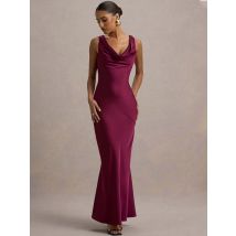Mozision Satin Wasserfallausschnitt Rückenfrei Sexy Maxikleid Damen Kleid Mode Ärmellos Spitze-up Bodycon Club Party Langes Kleid Weiblich