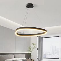 Lampada a sospensione moderna con anelli spazzolati Illuminazione domestica montata a soffitto per soggiorno, sala da pranzo, camera da letto, lampada a sospensione, luci bianche nere