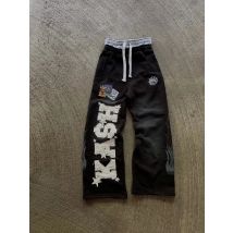 Pantaloni alla moda High Street High Street Ins Pantaloni casual stampati stampati larghi a tubo dritto da uomo e da donna di marca alla moda