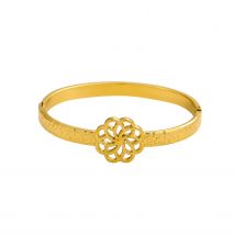 CARLIDANA High Quality Summer Jewelry Tarnish Free Stainless Steel Mandala Flower Bangles Girl Gold Color Leaf Bangle Jewelry