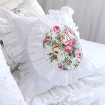 Lace Ruffle Cushion Cover, Handmade, Wrinkle, Flower, Linen, Cover, Cake Layers, Pillowcase for Bedding, New