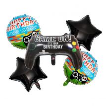 5 Stück Game-Controller-Aluminiumfolienballons, Game-Griffballon, geeignet für Gamer-Party-Dekoration, Game-Thema-Geburtstagsfeier