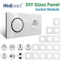 Wallpad DIY-Modul, weiße Glasscheibe, Wandsteckdose, Steckdose, Funktionstaste, freie Kombination
