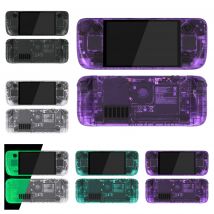 eXtremeRate Replacement Full Set Housing Shell W/Buttons for Steam Deck OLED, Clear DIY Faceplate Back Plate Trackpad Case