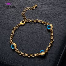 Blau Bösen blick Kristall Charme Allah Armbänder für Frauen Muslimischen Schmuck 3 Türkischen Blue Eye Armband Gold Farbe Überzogen Nie verblasst
