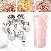 20-teiliges extra großes Blumendüsenset, Edelstahl-Blumendüse mit Rosen- und Zuckerwatte, Spritzbeutel-Füllhilfe, Backwerkzeug