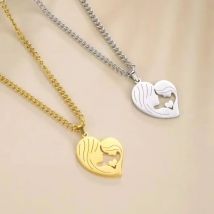Skyrim Mode Mutter Liebe Tochter Halskette für Frauen Edelstahl schöne Herz Anhänger Halsreif Familien schmuck Muttertag Geschenk