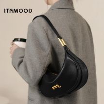 ITAMOOD Luxuriöse Halbmondtasche aus echtem Leder, originelles Design, Damen-Umhängetasche, geeignet für Weihnachtsgeschenk, Handtasche