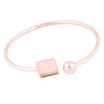 2 pezzi base per bracciale con polsino grezzi in acciaio inossidabile oro rosa pieghevole misura braccialetti con cabochon quadrato da 10 mm impostazioni della lunetta fai da te