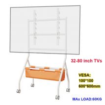 Universeller Boden-TV-Ständer, mobiler TV-Ständer für 32–80 Zoll große LED-LCD-LED-Bildschirme, höhenverstellbarer TV-Ständer mit PU-Aufbewahrungstasche