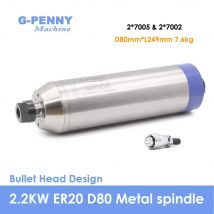 G-Penny 2,2 kw ER20 Metall Spindel Wasser Gekühlt Spindel Motor 800Hz Pole = 4 D = 80mm 6000-12000rpm für kupfer, eisen, edelstahl