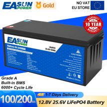 Akumulator EASUN LiFePO4 50AH 100AH 200AH 12V 24V BMS akumulator litowy Bateria dla samochód kempingowy energii słonecznej bez podatku