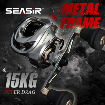 Seasir Megacuda Baitcasting Reel Drag 15KG Deep Spool 6.5:1 telaio in alluminio lato in carbonio doppia maniglia Jigging Metal Reel acqua di mare