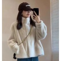 Nerz Pelz Einteiliger Mantel Für Frauen Winter Neue Stil Stehkragen Verdickt Umweltfreundliche Pelz Kurze Plüsch top