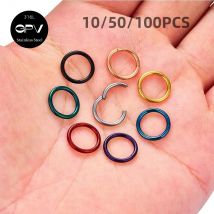 10/50/100PCS Medical Stainless Steel 316L Nasal Septum Ring Seamless Ring Closure Ring Perforated Jewelry Nose Ring Earrings