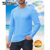 TACVASEN UPF 80+ UV-Schutz-T-Shirts Herren Langarm O-Ausschnitt Solides T-Shirt Frühling Sommer Schnelltrocknend Wandern Outdoor Pullover Tops