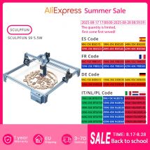 Grabador láser SCULPFUN S9 de 5,5 W, punto comprimido ultrafino de 0,06mm, láser de diodo, alta precisión de 0,08mm, área de grabado 410*420mm