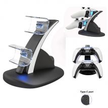 Doppia stazione di ricarica rapida per controller wireless PS5 Gamepad Type-C Base per supporto dock per caricabatterie LED per accessori PlayStation 5