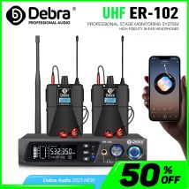 Debra ER102 Sistema wireless con monitor auricolare UHF con più trasmettitori professionali per piccoli concerti e home theater.