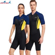 Lycra + 1,5 mm Neopren-Tauchfell-Shorty-Neoprenanzug für Damen und Herren, Badeanzug, Rashguard, Scuba, einteilig, kurzärmelig, schnell trocknend